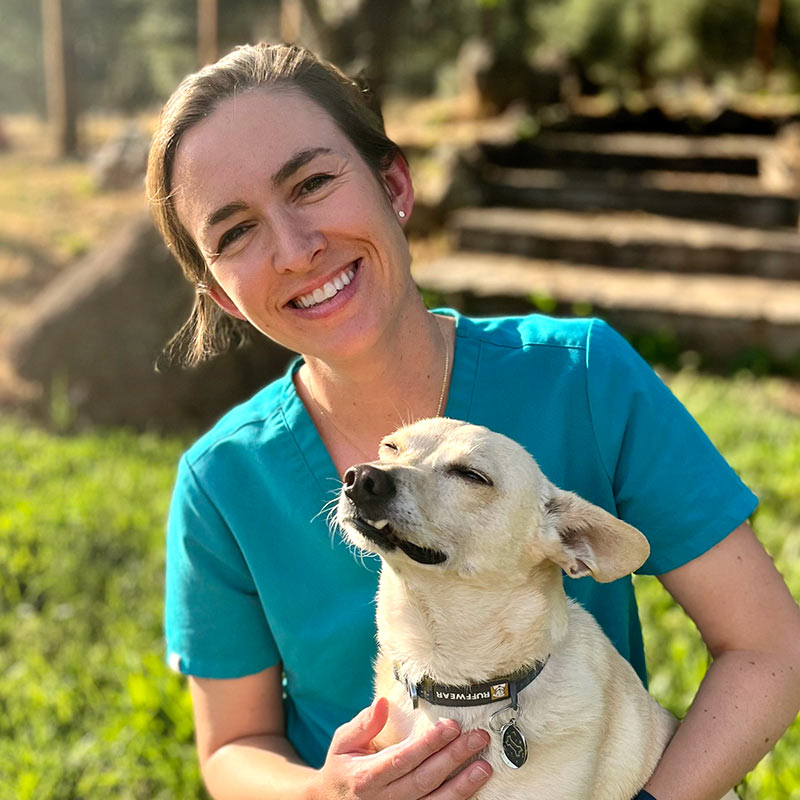 Dr. Lauren Hobstetter with Grommet the dog