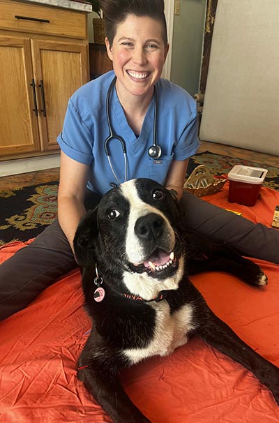 Dr. Lauren Hobstetter with Grommet the dog