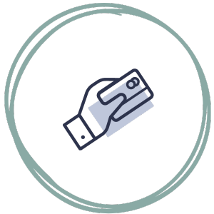 credit card icon in hand-drawn circle